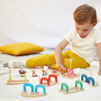 Drewniana gra w kulki marmurki Wyścig z przeszkodami Applepop J03357 Janod