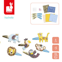 Zestaw kreatywny do tworzenia biżuterii Brokatowe spinki do włosów Egzotyczne zwierzęta Janod J09178