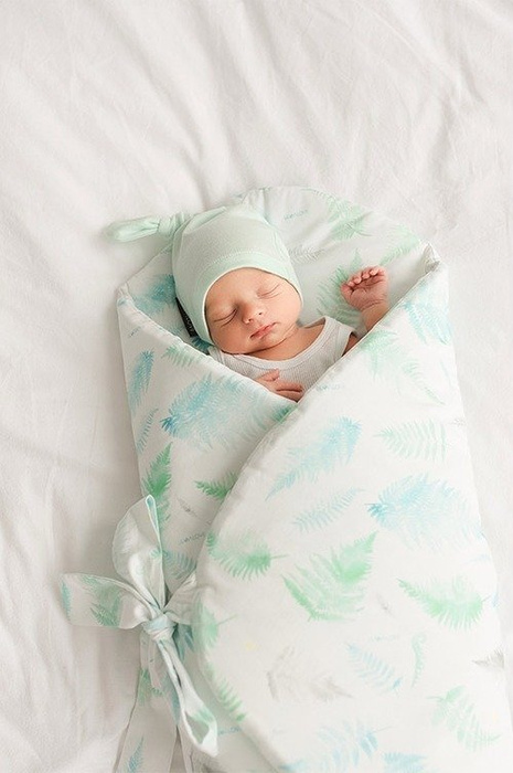 Rożek niemowlęcy Paprocie mięta LL0720-Lullalove, wyprawka dla noworodka