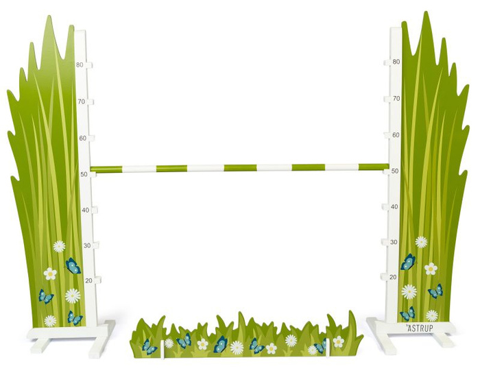Zestaw dla Hobby Horse Koń na kiju beżowy z otwartą buzią i przeszkoda łąka Astrup