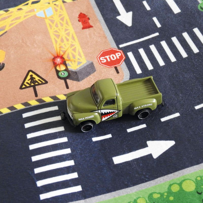 Mata animacyjna Droga 72 x 120 cm i 3 samochodziki Sygnalizacja świetlna Buki 5702 maty edukacyjne