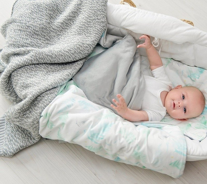Oddychający koc bawełniany z wełną Szary LL4841-Lullalove, kocyki dla dzieci