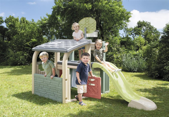 Centrum Zabawy Smoby 840206 wszechstronny Plac zabaw z koszem bramką i ścianką wspinaczkową dla dzieci