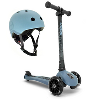 Zestaw SCOOTANDRIDE Kask + Highwaykick 3 LED hulajnoga składana ze świecącymi kółkami 3+ Steel