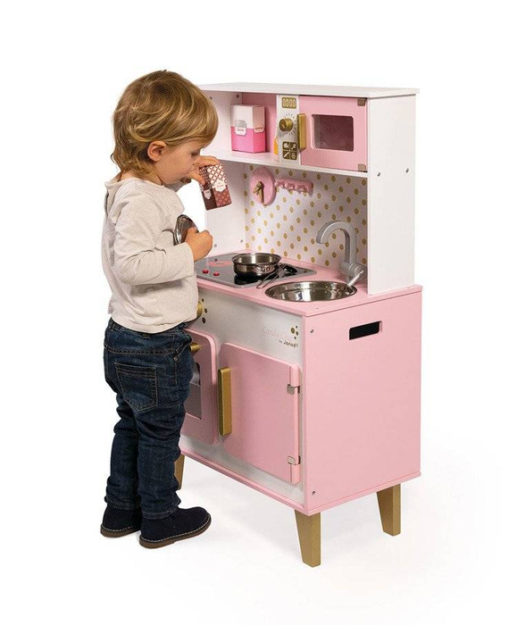 Duża kuchnia drewniana z dźwiękiem i 6 akcesoriami Candy Chic J06554-Janod