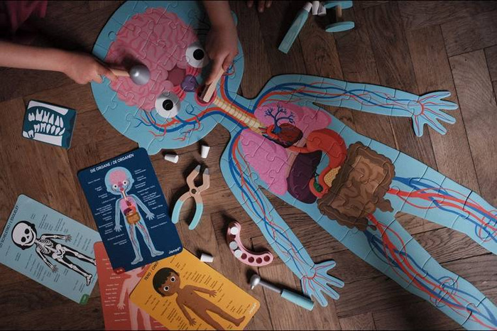 Puzzle edukacyjne gigantyczne Ciało człowieka 50, 75 i 100 elementów 5 +, Janod J02681