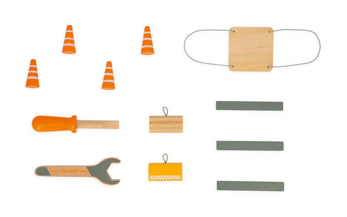 Drewniany dźwig do składania z narzędziami 74cm Janod J06468