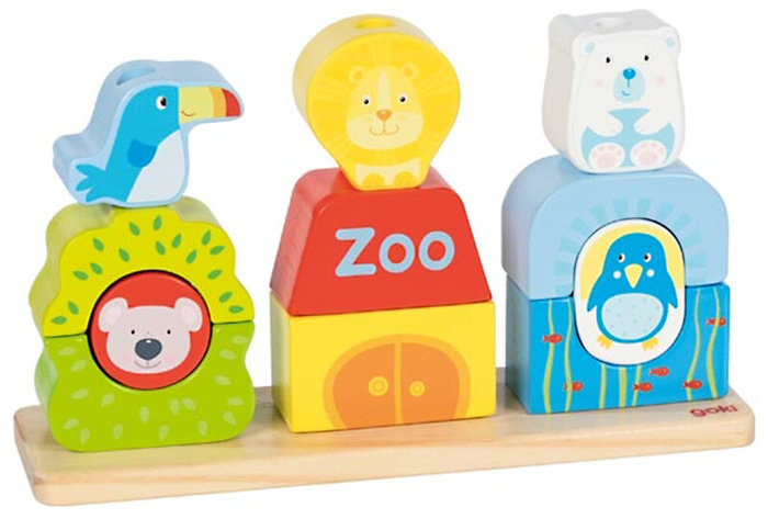 Drewniana układanka na palikach ze zwierzętami Zoo Goki 58356