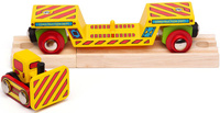 Drewniany wagon do kolejki dla dzieci z buldożerem Bigjigs Rail BJT415