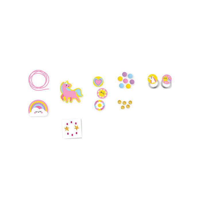 Zestaw kreatywny do tworzenia biżuterii z drewna bransoletka naszyjnik 2 pierścionki Tęczowa kraina J09129 Janod