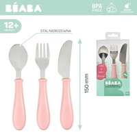 Sztućce dla dzieci ze stali nierdzewnej Old Pink Beaba 913462