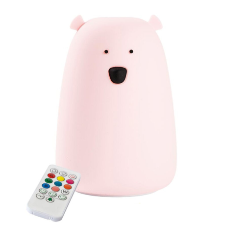 Lampka silikonowa z pilotem Różowy Miś Duży Rabbit & Friends 520056BRP Lampki nocne dla dzieci