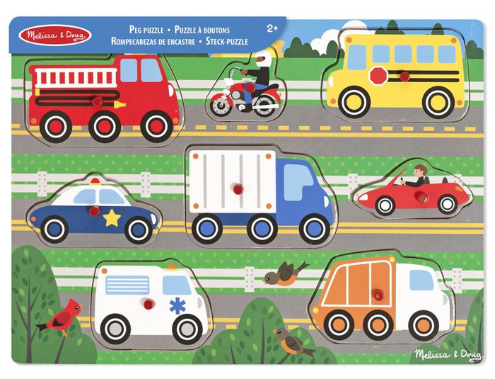 Drewniana układanka z uchwytami Pojazdy 8 el Melissa & Doug 19051