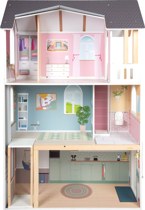 Domek dla lalek z wyposażeniem 3 piętrowa Dream Villa XL winda i balkon Small Foot 12730