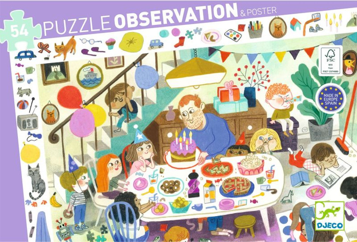Puzzle obserwacja Urodziny 54 elementy Djeco DJ07566