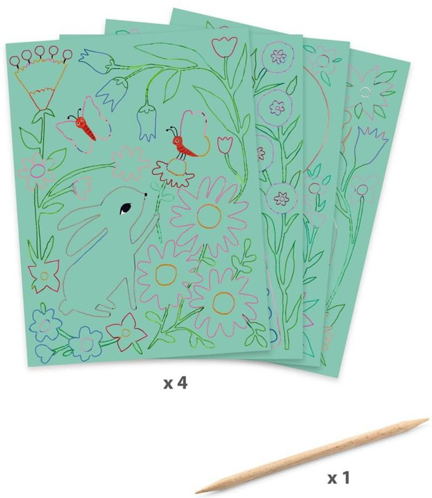 Wydrapywanka Spotkania zwierzątek DJ09717-Djeco, zestaw artystyczny dla dzieci