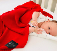 Duży koc bambusowy Czerwony LL5169-Lullalove, kocyki dla dzieci