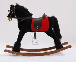 Duży, czarny koń na biegunach XL