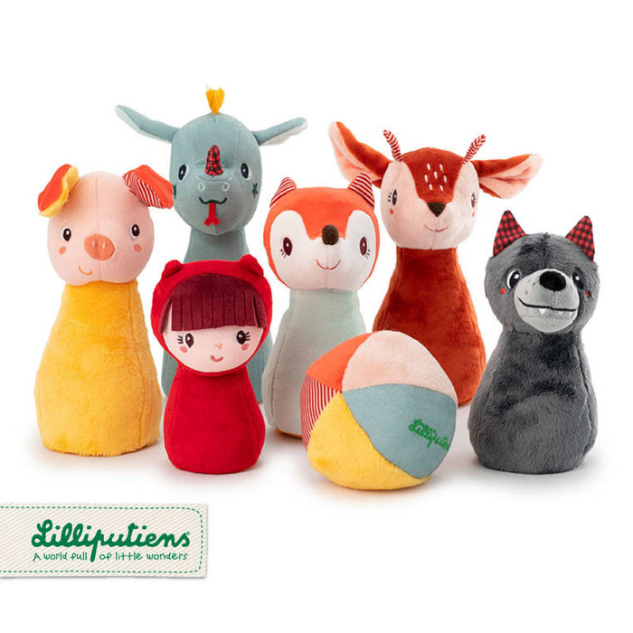 Zestaw miękkich kręgli z piłką - dzwoneczkiem Las 83465 LILLIPUTIENS