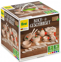 Drewniane Akcesoria kuchenne dla dzieci Erzi 10677 naturalny Zestaw do zabawy w gotowanie i odgrywanie ról