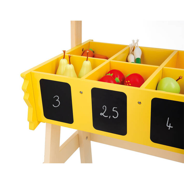 Duży sklep warzywniak z drewna i komplet akcesoriów 50 el. Farma J03322 Janod