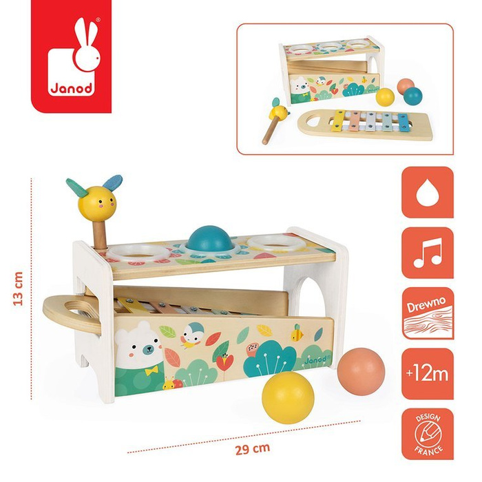 Drewniane cymbałki z kulodromem Pure, Janod J05155