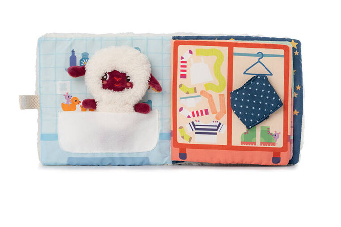 Książeczka aktywizująca z miniprzytulanką Dobranoc Owieczka Yvon Lilliputiens 83536