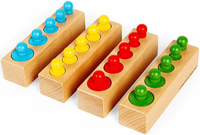 Drewniane odważniki sorter Montessori Kolory i wielkości Bogjigs 36012 układanka edukacyjna