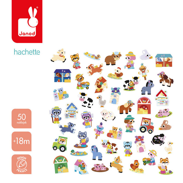 Duże naklejki wielorazowe 50 sztuk Farma Janod J09188