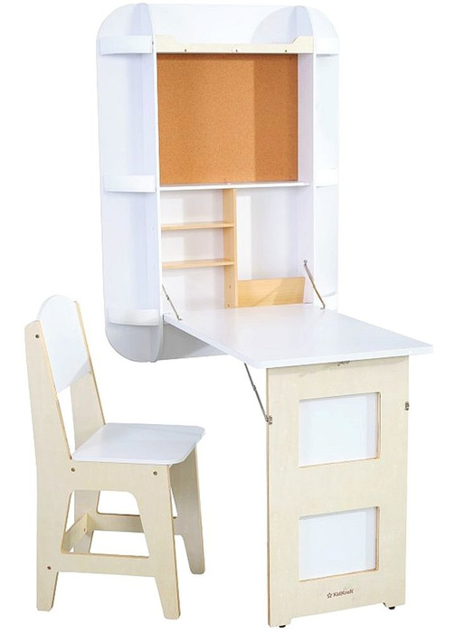 Składane ścienne drewniane biurko dla dzieci z krzesłem Arches KidKraft KK20152