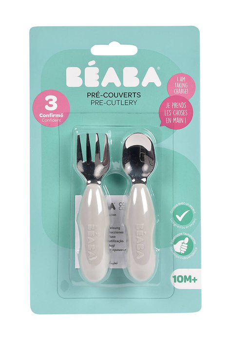 Zestaw pierwszych sztućców ze stali nierdzewnej Velvet grey Beaba 913581