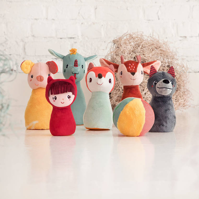 Zestaw miękkich kręgli z piłką - dzwoneczkiem Las 83465 LILLIPUTIENS