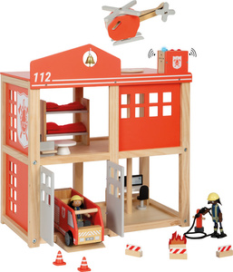 Duża remiza strażacka z helikopterem i akcesoriami Small Foot 12703 drewniane domki dla lalek