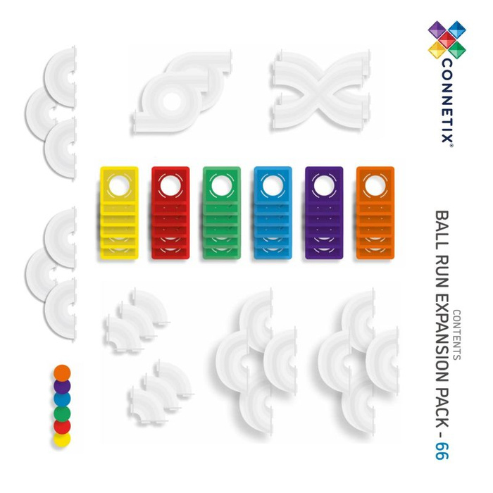 Kulodrom klocki magnetyczne Rainbow Ball Run Expansion Pack 66 el Connetix 00066-BR