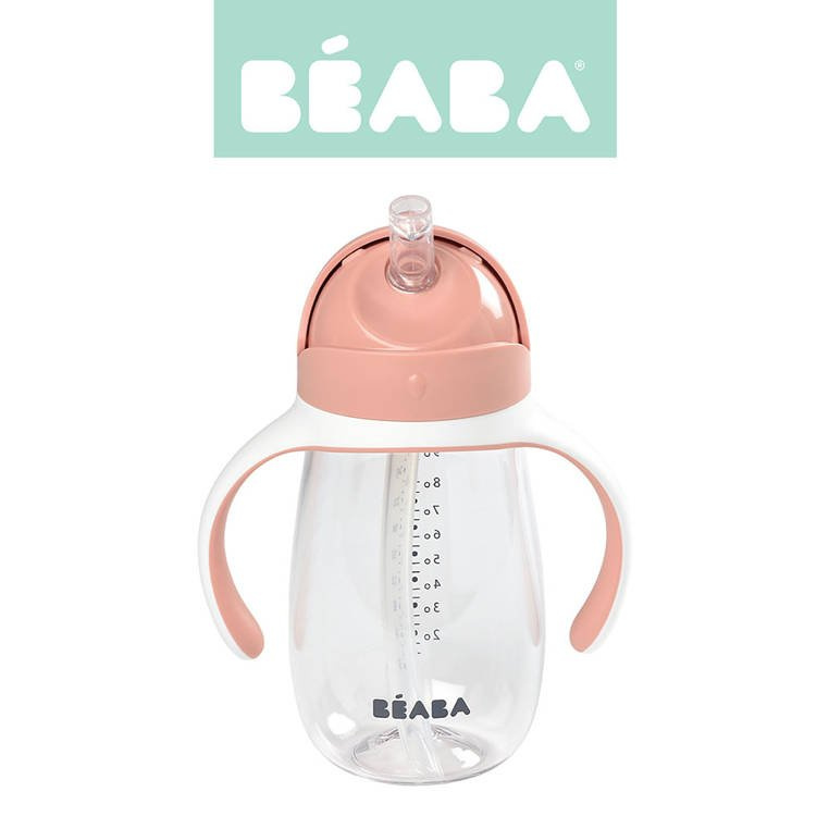 Beaba Butelka - kubek niekapek tritanowa ze słomką 300 ml old pink