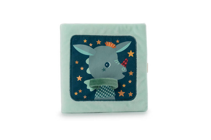 Miękka książeczka aktywizująca z mini komforterem Smok Joe i jego przytulanka 83492 LILLIPUTIENS