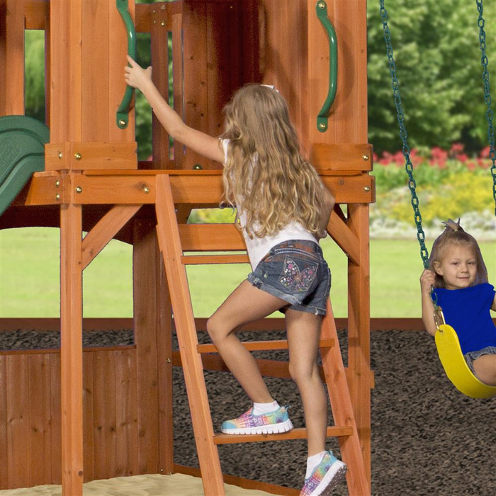 Ogromny Drewniany Plac Zabaw Atlantic Backyard Discovery Step2 B1608016 wielofunkcyjne Centrum aktywności dla dzieci