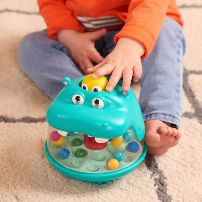 Zabawka sensoryczna Hipopotam z wirującymi kuleczkami Party Pop Hippo Battat