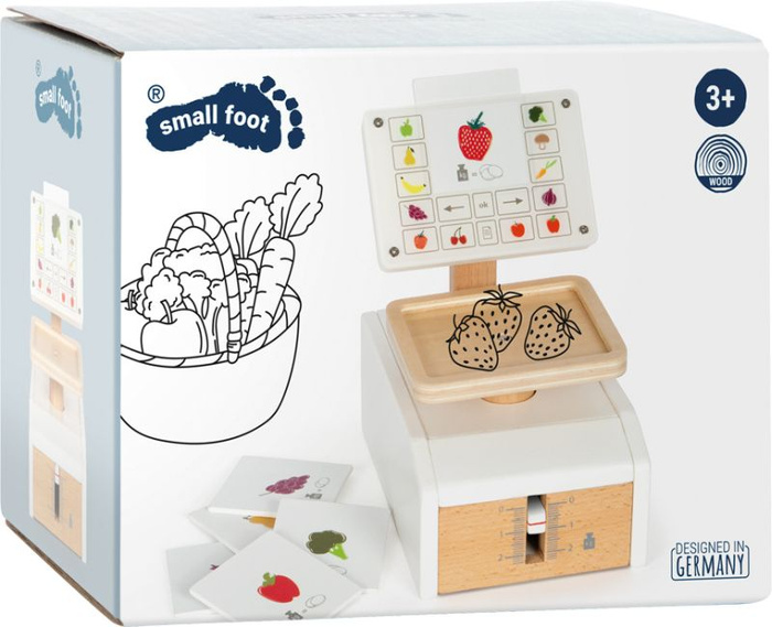 Drewniana waga sklepowa kuchenna dla dzieci Fresh Small Foot 12418 zabawa w kuchnię sklep