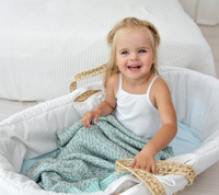 Oddychający koc bawełniany z wełną Miętowy LL4858-Lullalove, kocyki dla dzieci