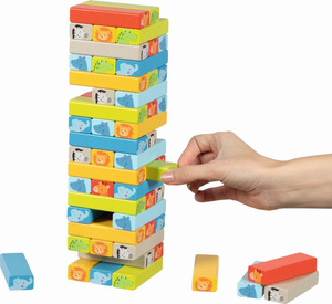Gra zręcznościowa drewniana wieża Tumbling Tower z motywami zwierzęcymi Goki 56297