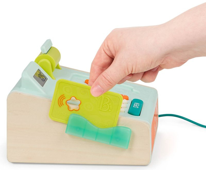 Kasa fiskalna ze skanerem i czytnikiem kart płatniczych Mini Cashier Playset B.Toys BX1934Z zabawy dla dzieci