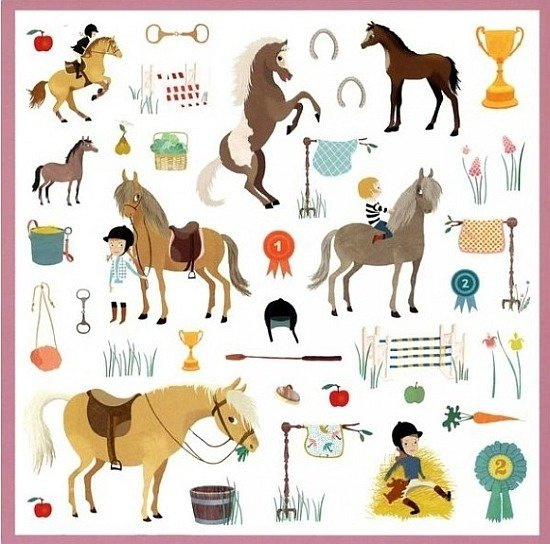 Naklejki dla dzieci, Konie, 160 el., DJ08881-Djeco, akcesoria kreatywne