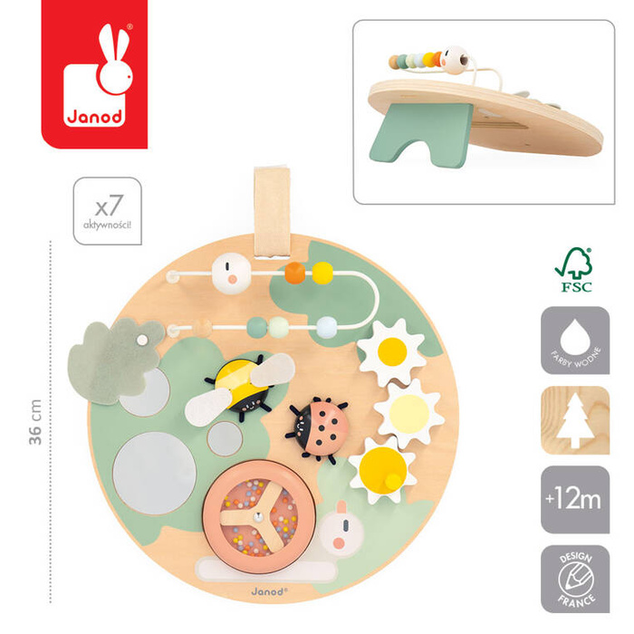 Wielofunkcyjna tablica edukacyjna drewniana Ogród Sweet Cocoon Janod J04057