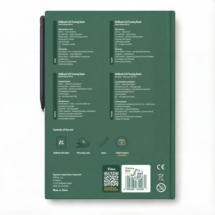 Tablet graficzny dla dzieci z kartami pracy do rysowania KidBook Dino Kidinex