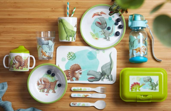 Zestaw sztućców Dinozaur HB305136-Haba, akcesoria do karmienia