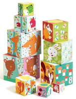 Leśne zwierzątka - klocki dla dzieci, DJ08507-Djeco, zabawki z tektury