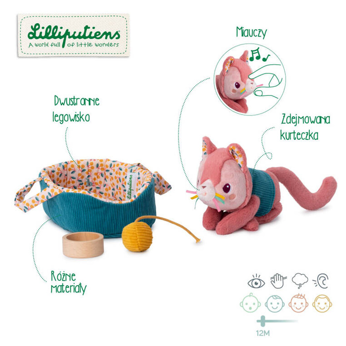 Przytulanka kotek z koszyczkiem i akcesoriami Kotka Jeanne Lilliputiens 83546