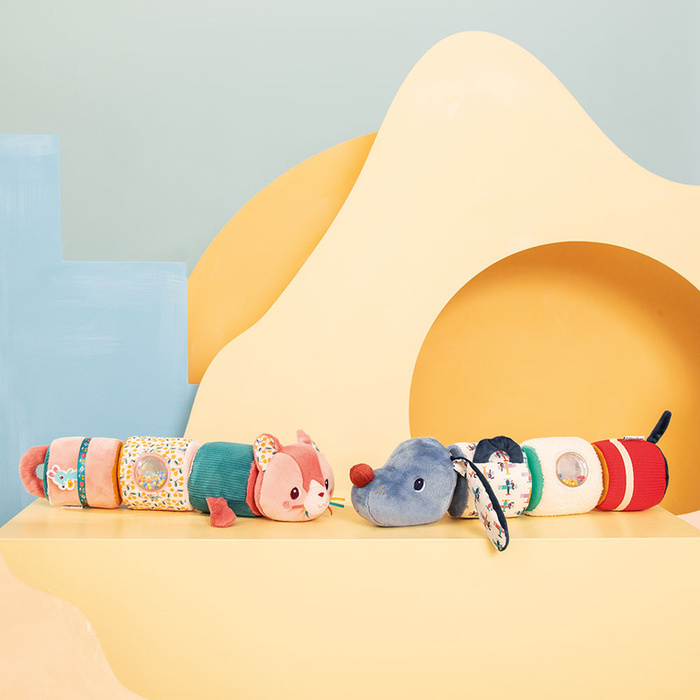 Wałek dźwiękowy 4-elementowy Kotka Jeanne Lilliputiens 83630 zabawki sensoryczne dla niemowląt i dzieci