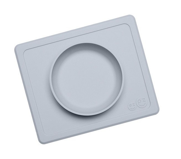 EZPZ Silikonowa miseczka z podkładką 2w1 Mini Bowl pastelowa szarość EUMBP003- EZPZ, naczynia dla dzieci